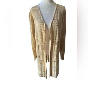 Open weave cardigan with side slits